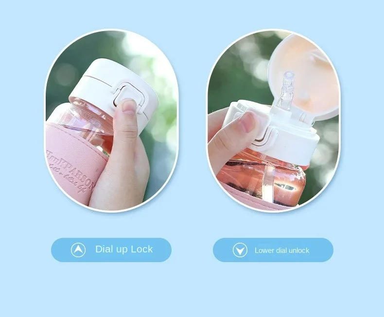 Description Picture 4 of item1PcS Creative Water Bottle with Straw Portable Cute Plastic Drinking Bottle Leak-proof Drinkware for Drinking Milk Coffee Tea