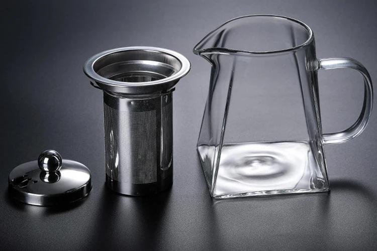 Description Picture 6 of itemHeat Resistant Glass Teapot With Stainless Steel Infuser Heated Container Tea Pot Good Clear Kettle Square Filter Baskets