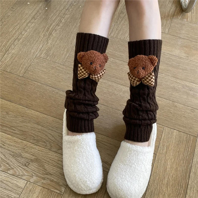 Description Picture 5 of itemNew Lolita Leg Warmers Japanese Women Gothic Long Socks Ribbon Leggings Gaiters Knee Goth Winter Sock Knitted Cuffs Ankle Warmer