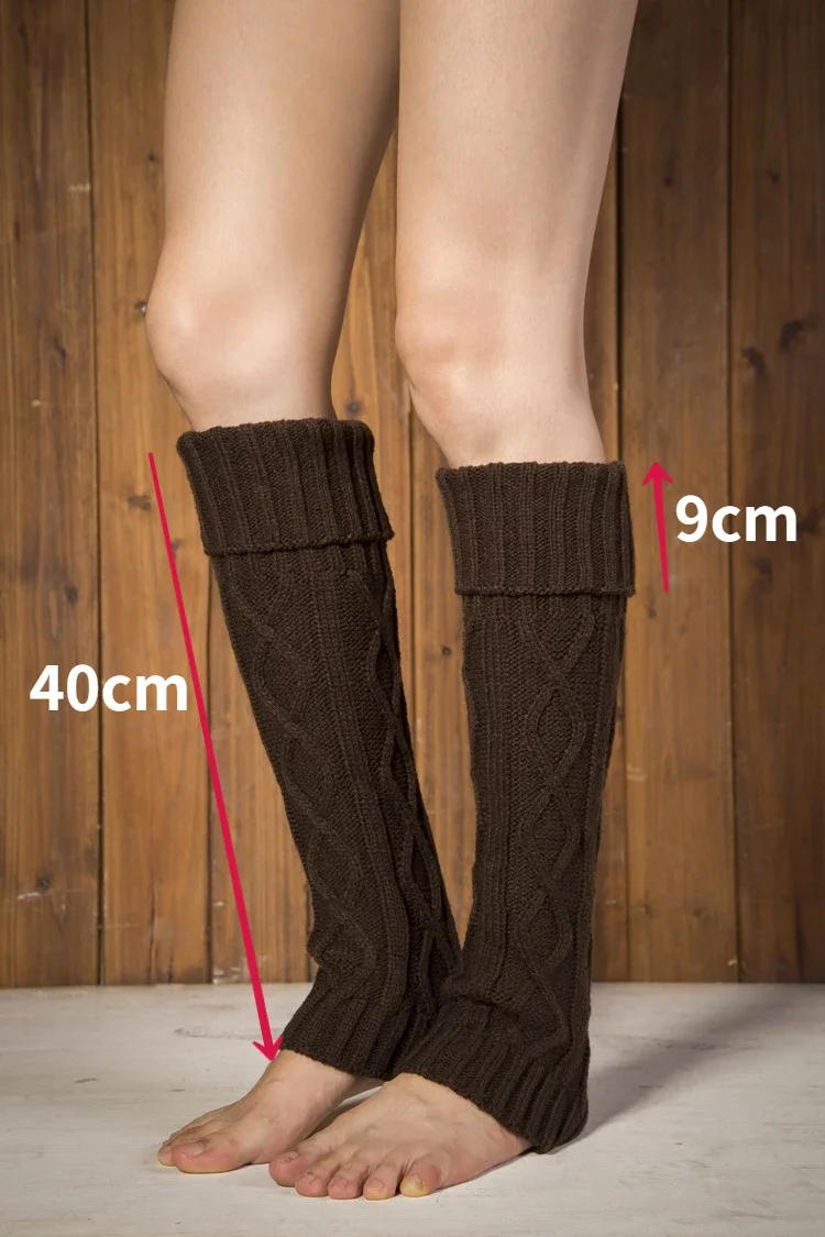 Description Picture 5 of itemWinter Knitted Wool Warm Leggings Vintage Lingge Solid Color Thermal Warm Long Socks Furry Leg Warmers Women Hosiery