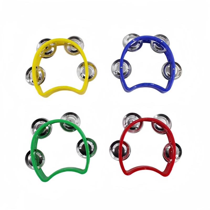 Description Picture 3 of itemHand Held Tambourine Metal Bells Plastic Rattle Percussion Musical Instrument Toys Diameter 10cm Green Metal Bells Ball