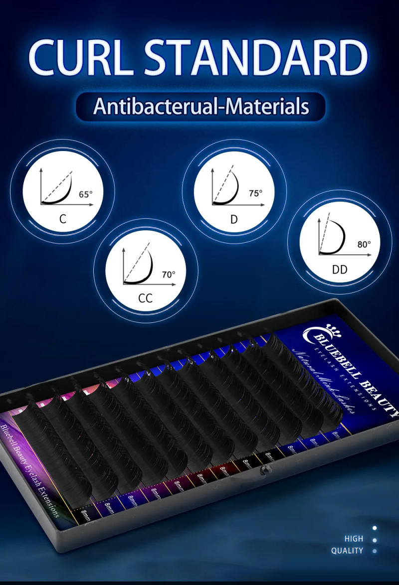 Description Picture 4 of itemBluebell Beauty All Sizes 8-15mm Individual Eyelashes Extension Matte Black Russian Volume Eyelashes Silk Long/Short/Lower Lash