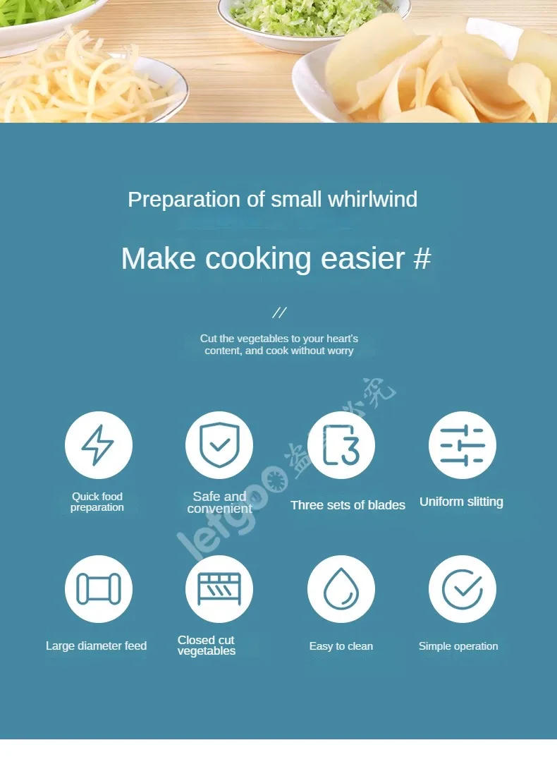 Description Picture 3 of itemLarge Diameter Electric Vegetable Cutter Chopper Household Multi-Functional Potato Shredder Slicer Meat Slicer Machine