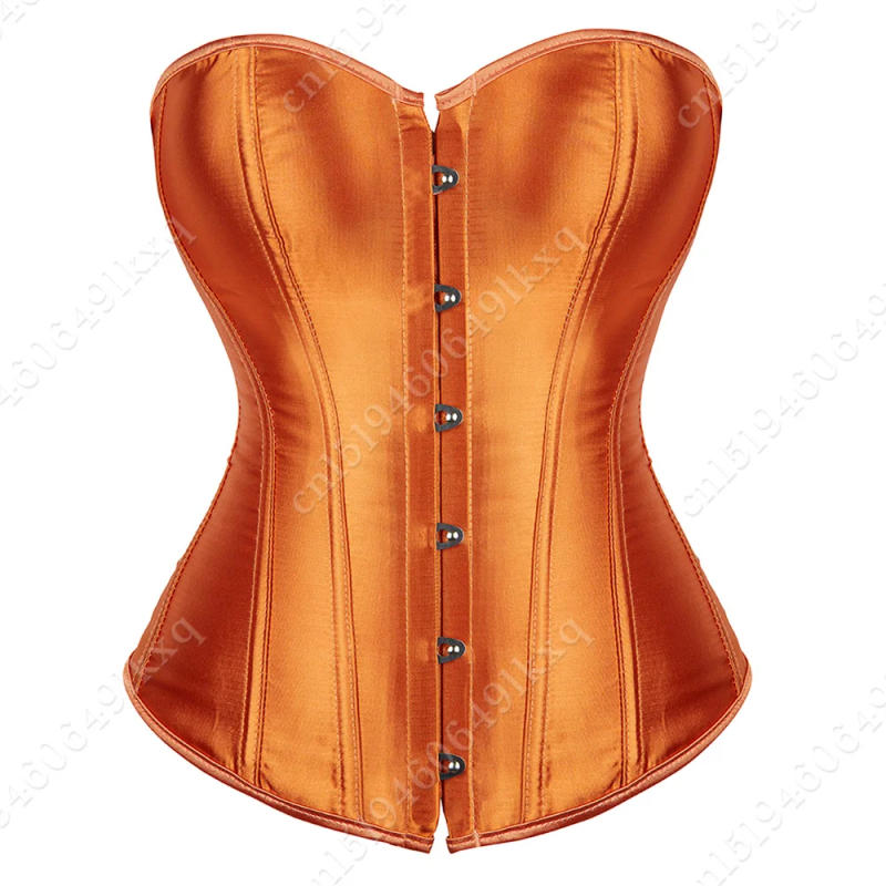 Description Picture 3 of itemCorset Tops for Women Overbust Bustier Satin Sexy Lace up Corset Orange