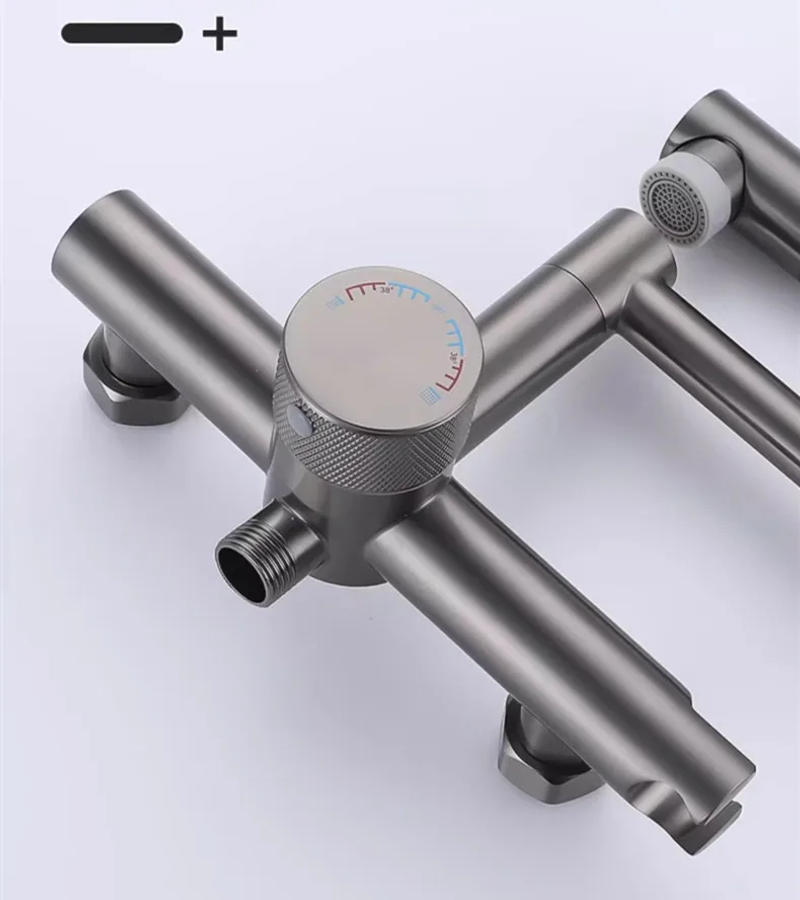 Description Picture 5 of itemBathroom Shower Faucet Set Wall Mounted Gray Bathtub Faucet Foldable Rotation Gray Shower Mixer Set 304 SUS