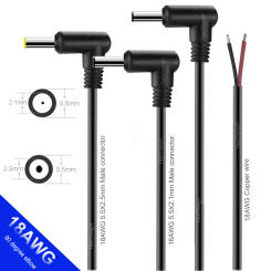 18AWG connector Right Angled 90 Degree 5.5X2.5mm 5.5x2.1mm Male Plug DC Power supply cable Adapter Extension Cords 29cm