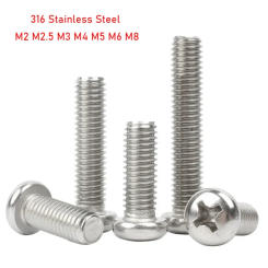 316 Stainless Steel Cross Recessed Round Head Pan Head Screws Bolts M2 M2.5 M3 M4 M5 M6 M8