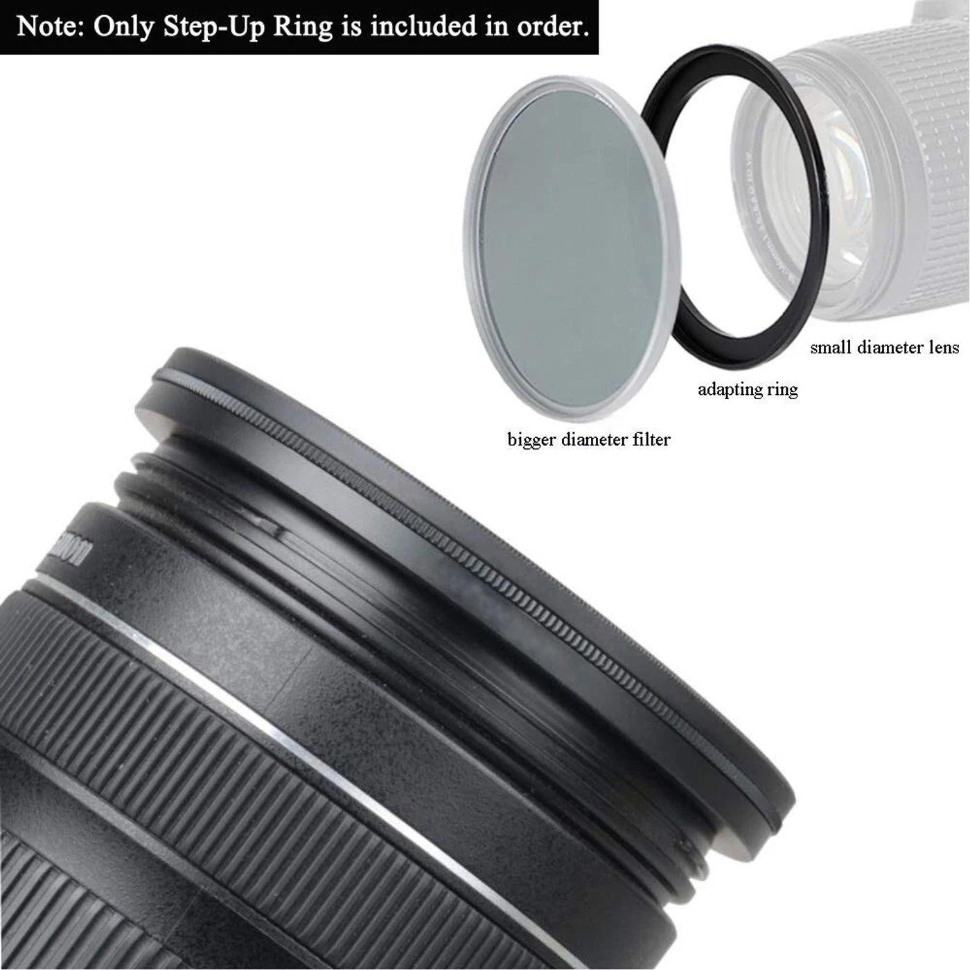 Description Picture 6 of itemNew Camera Lens Filter Metal Adapter Ring 37mm-58mm Step Up Ring Set 37 To 58 37-58mm 37-58 Stepping Adapter Camera Adapter Ring