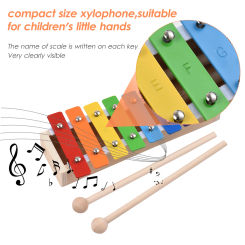 8 Keys Compact Size Xylophone Glockenspiel with Wooden Mallets Percussion Musical Instrument Toy Gift for Kids Children Students