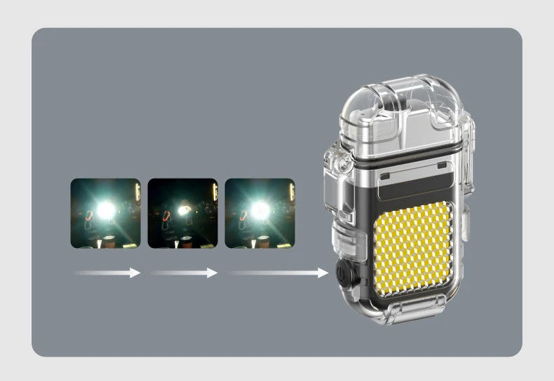 Description Picture 5 of itemLuminous Transparent Waterproof Lighter Plasma Double Arc Windproof Lighter USB Rechargeable Lighter Outdoor Camping Gift