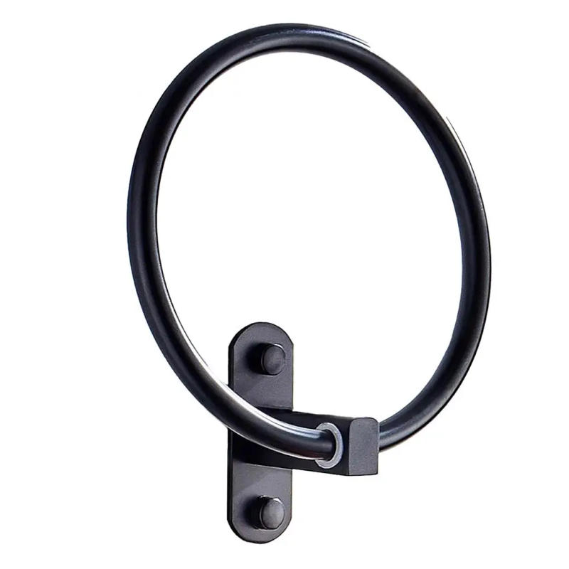 Description Picture 5 of itemPunch-free?Bathroom Towel Ring Black Round Towel Holder Round Towel Hanger for Bathroom Bedroom Dorm