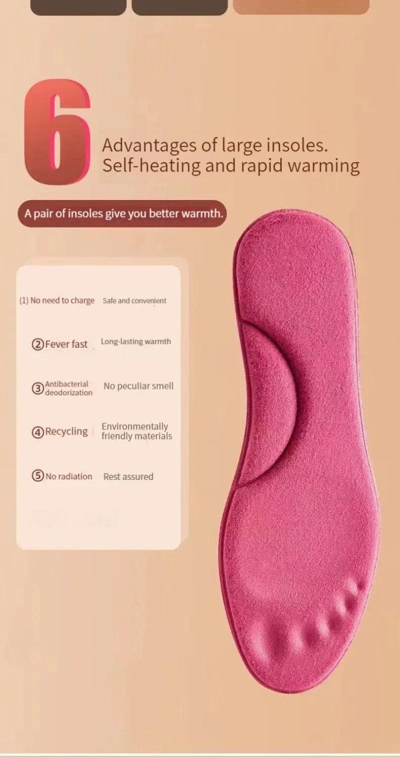 Description Picture 6 of itemSelf Heated Thermal Insoles for Feet Winter Thermal Thicken Memory Foam Shoe Pads Men Women Sports Shoes Self-heating Shoe Pads