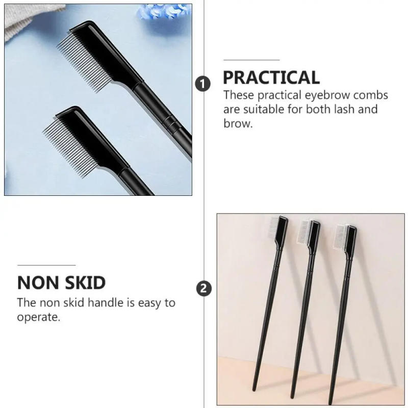 Description Picture 6 of itemNew Brow Comb Eyelash Brush Eyelash Comb with Cover Eyelashes Separator Metal Eyelash Comb Eyelash Brush Eye Makeup Brush