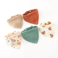 Baby Muslin Cotton Bibs | Toddler Bandana Bib | Burp Cloth Soft Absorbent Gauze Muslin Washable Apron for Baby