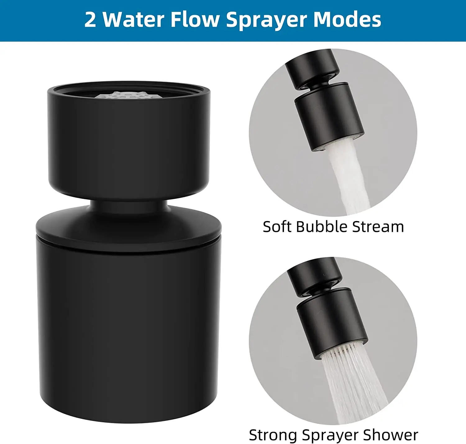 Description Picture 4 of itemBrass New 2 Mode Washbasin Faucet Nozzle 360° Rotary Splashback Faucet Aerator Kitchen Sink Pressurized Faucet Aerator Bubbler