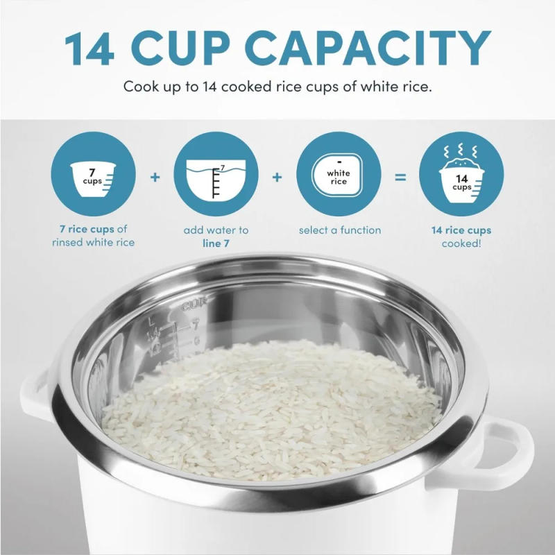 Description Picture 4 of itemHousewares 14-Cup (Cooked) Digital Rice Cooker and Food Steamer, White