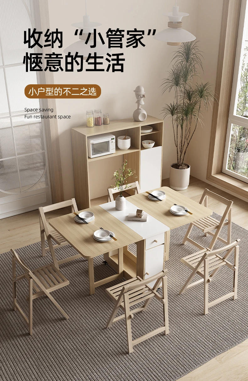 Description Picture 2 of itemFolding Dining Table Set 6 Chairs Luxury Vintage Square Dining Table Extensio Nordic Mesas Y Sillas De Comedor Kitchen Furniture