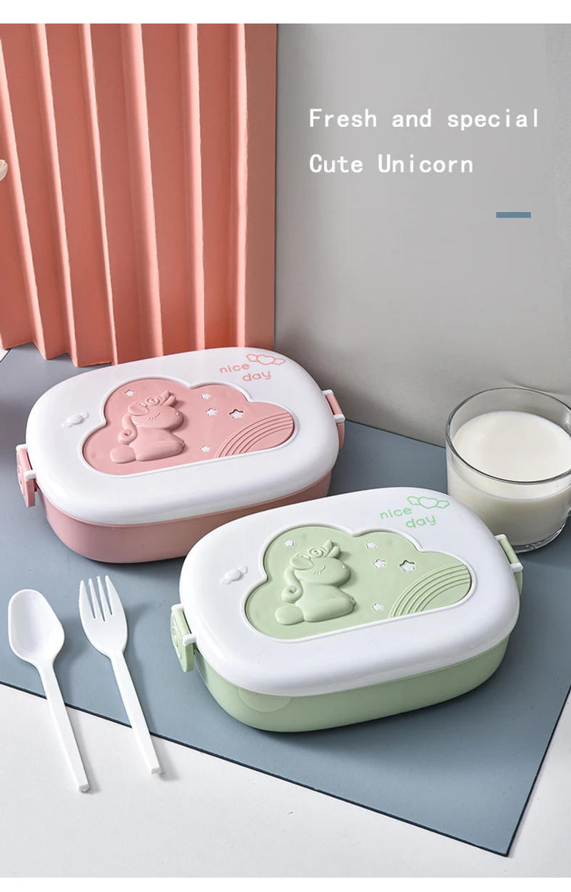 Description Picture 5 of itemUnicorn Lunch Box With Compartments Leakproof Portable Food Storage Container For Kids Girls School Tuppers Food Toppers