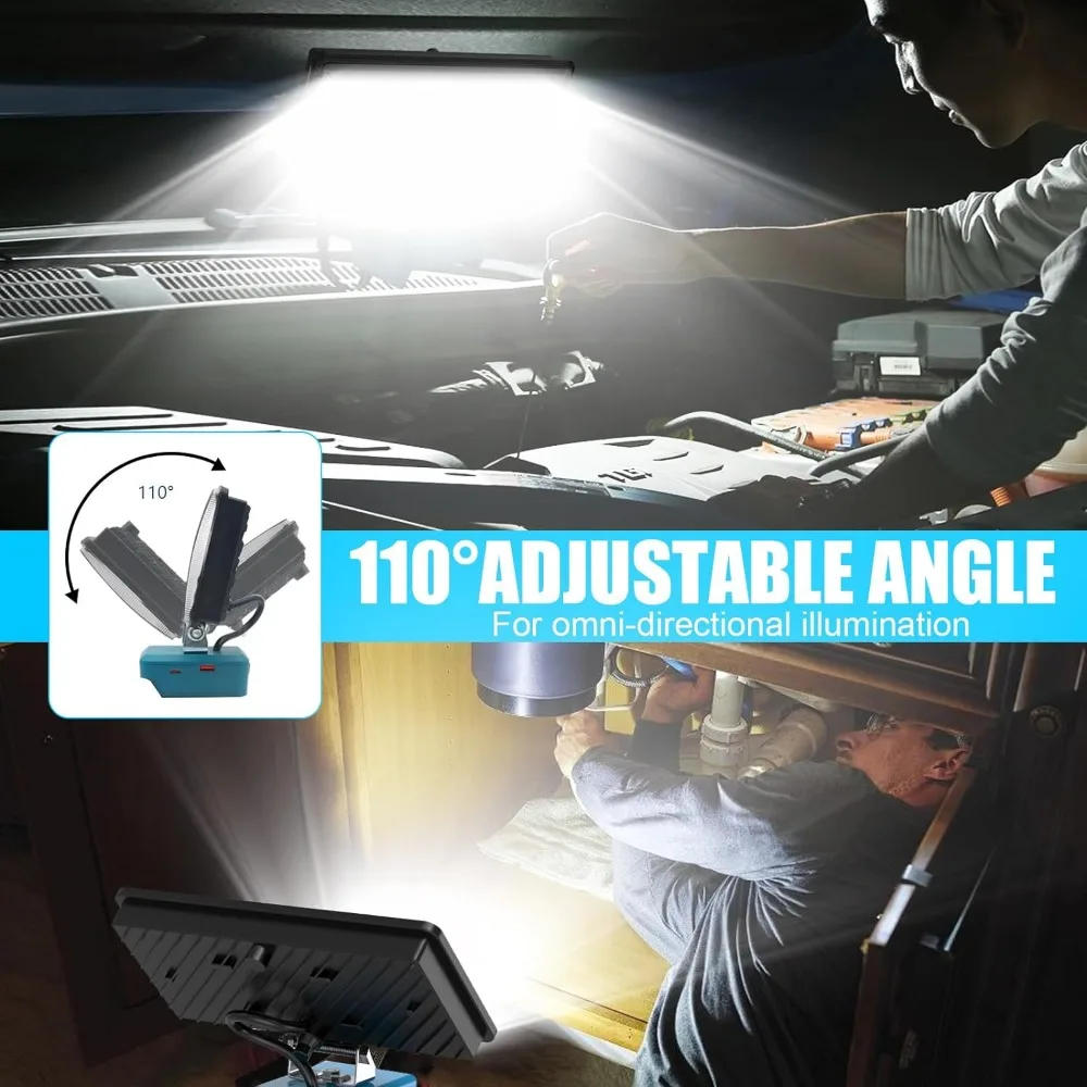 Description Picture 4 of item38W 6000LM LED Work Light Flashlight Compatible with Makita 18v Battery Cordless Work Light for Camping Emergency Lights