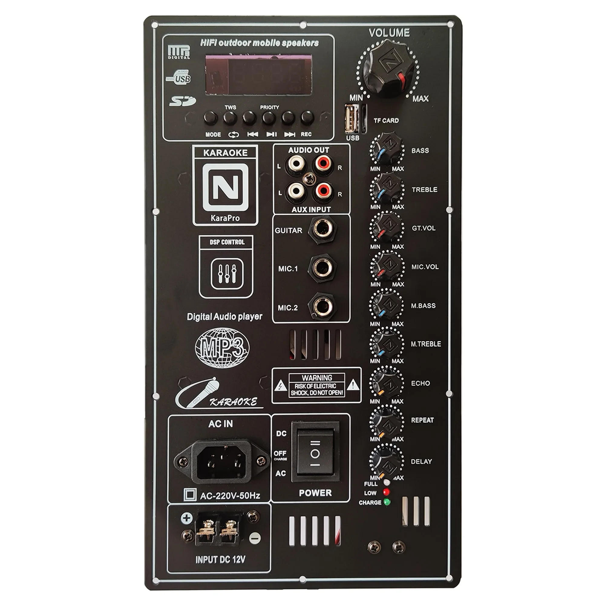 Description Picture 2 of item12V 110V 220V Digital Bluetooth 2.0 Stereo 2*150W 300W Amplifier Board for 8-18 Inch Speaker with Microphone Guitar In