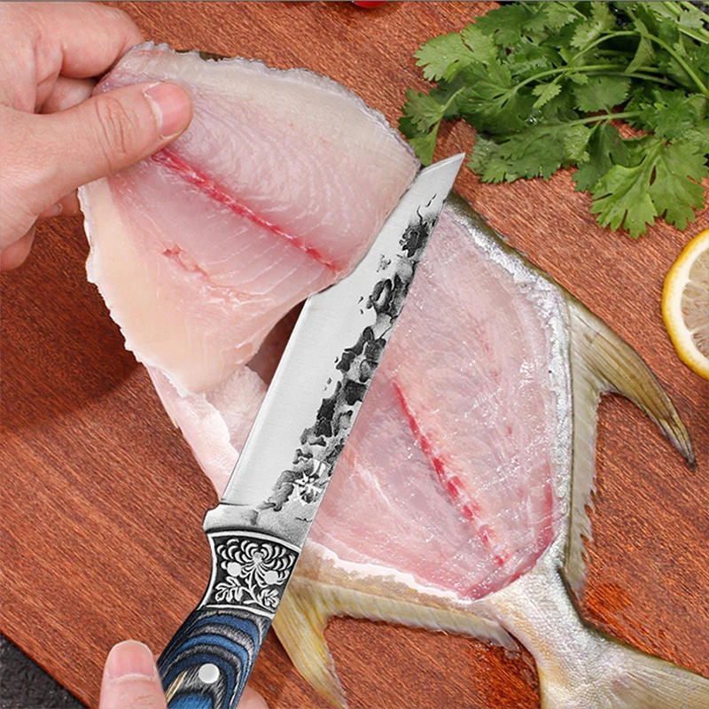 Description Picture 5 of itemProfessional Japanese Kitchen Boning Knife Forged Deboning Slicing Meat Cleaver Chef Fillet Knife for Fishing BBQ Tool