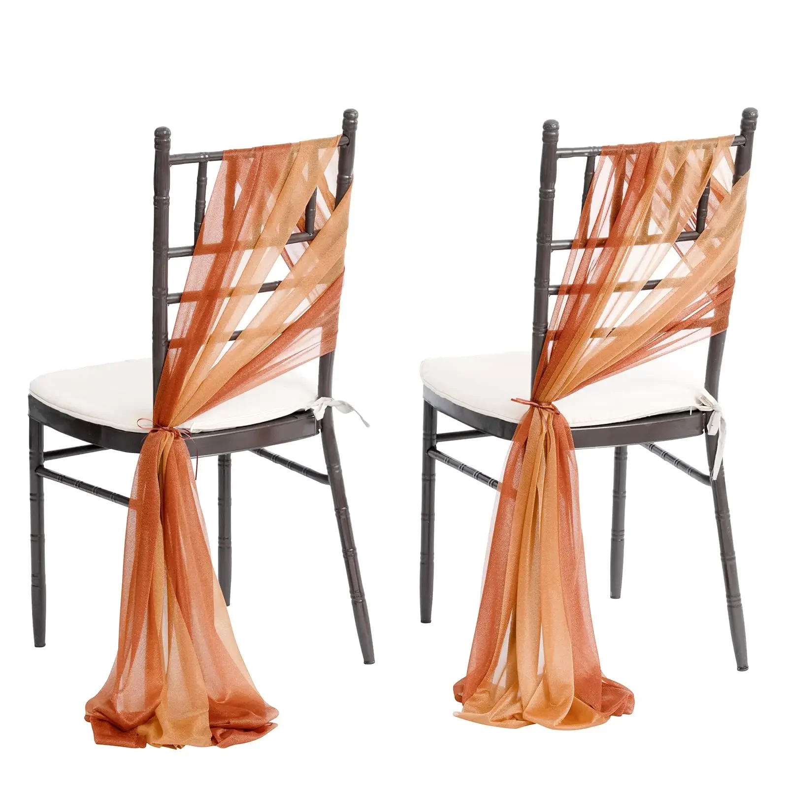 Description Picture 4 of item10/50Pcs 17x250cm sage green Chiffon Chair Sashes 12 Set Sash Wedding Chair Covers Ribbon Wedding Party Aisle Chair Decor