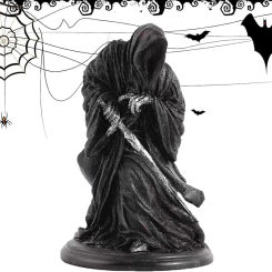 Holy Death Statue Standing Religious Decorative Figurine Grim Reaper Holding Scythe Statue Altar Halloween