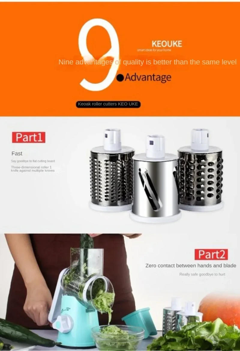 Description Picture 4 of itemMultifunctional Vegetable Slicer Cutter Chopper Vegeta Graters Shredders Fruit Rotary Handle Not Hurting Hands Kitchen Gadgets