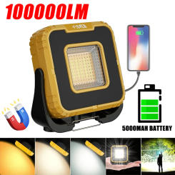 Rechargeable LED Searchlight 10000LM Emergency Multifunctional Magnetic Strong Light Portable Flashlight Outdoor Waterproof