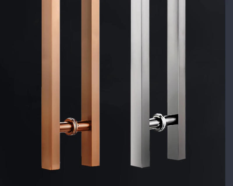 Description Picture 6 of itemGlass Door Handle Stainless Steel Square Tube Door Handle Sliding Door Office Building Matte Black Titanium Rose Color