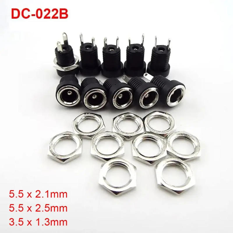 Description Picture 5 of itemDC022B DC Power Jack Supply Socket 3.5*1.3mm 5.5*2.1mm 5.5*2.5mm DC Female 2 Terminal 2 Pin Panel Mount Connector Plug Adapter