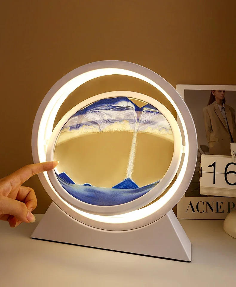 Description Picture 3 of itemQuicksand Table Lamp Sandscape Moving Sand Art LED 3D Hourglass  Night Light USB Flowing Sand Painting Bedside Lamps Home Decor