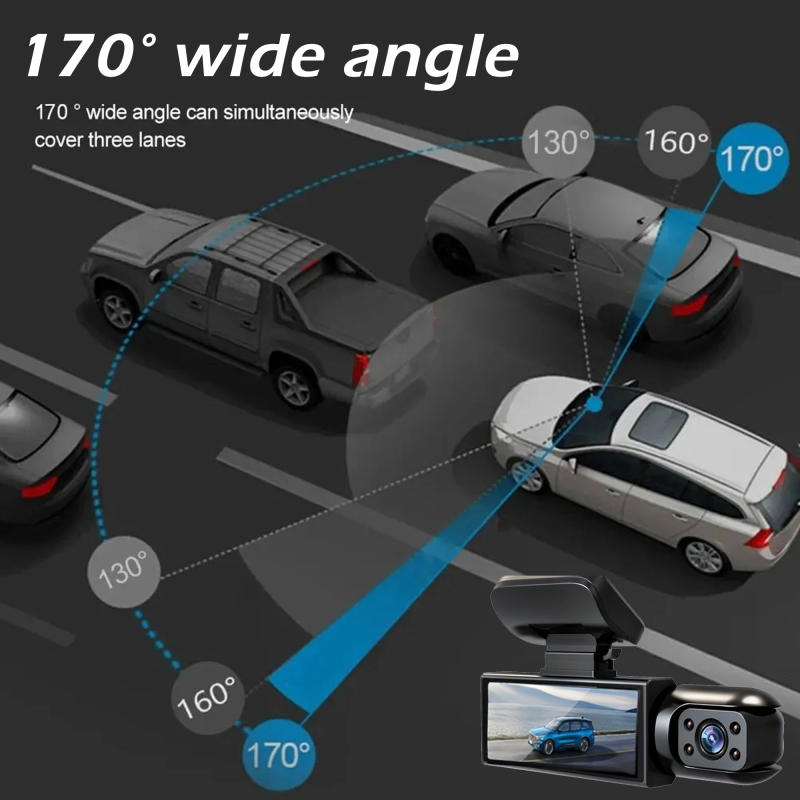 Description Picture 6 of item1080P 3 Camera Dash Cam for cars,Front And Inside,car camera with IR Night Vision,Loop Recording,wide angle Car DVR Camera