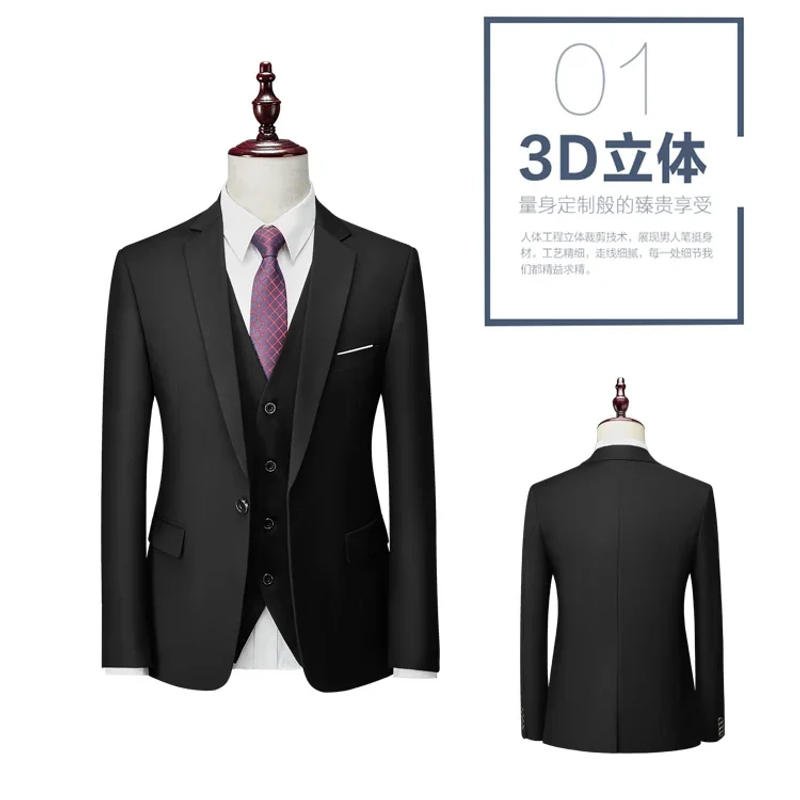 Description Picture 4 of itemMen Slim Business Casual Suits Dress 1 Jacket Pants Vest / Male Wedding Groom vest Coat Trousers Waistcoat(one vest)