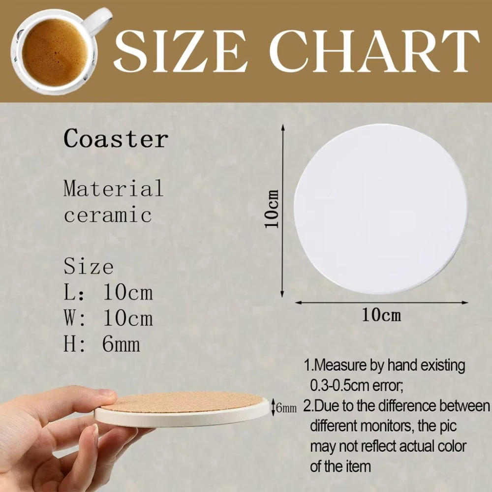Description Picture 2 of itemAbsorbent Ceramic Stone Coasters Round Ceramic Stone Mat Coffee Table Cup Coaster Gift for Housewarming Room Bar Decor