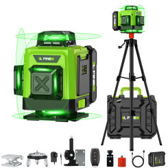 Lfine Laser Level 4D 16 Lines 360°Self-leveling Laser Levels withTripod Horizontal Vertical Green Line Professional Nivel Laser