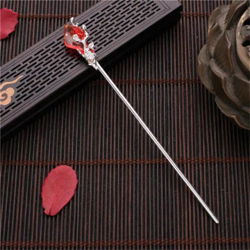 1PCS Vintage Chinese Style Hanfu Hair Chopsticks Hairpin Women Metal Glaze Hair Fork Woman Jewelry Hair Clip Hair Stick