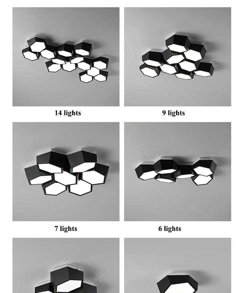 Description Picture 3 of itemModern Geometry Led Ceiling Lights White Black Alloy Ceiling Chandelier Lighting For Living Room Bedroom Home Decor Ceiling Lamp