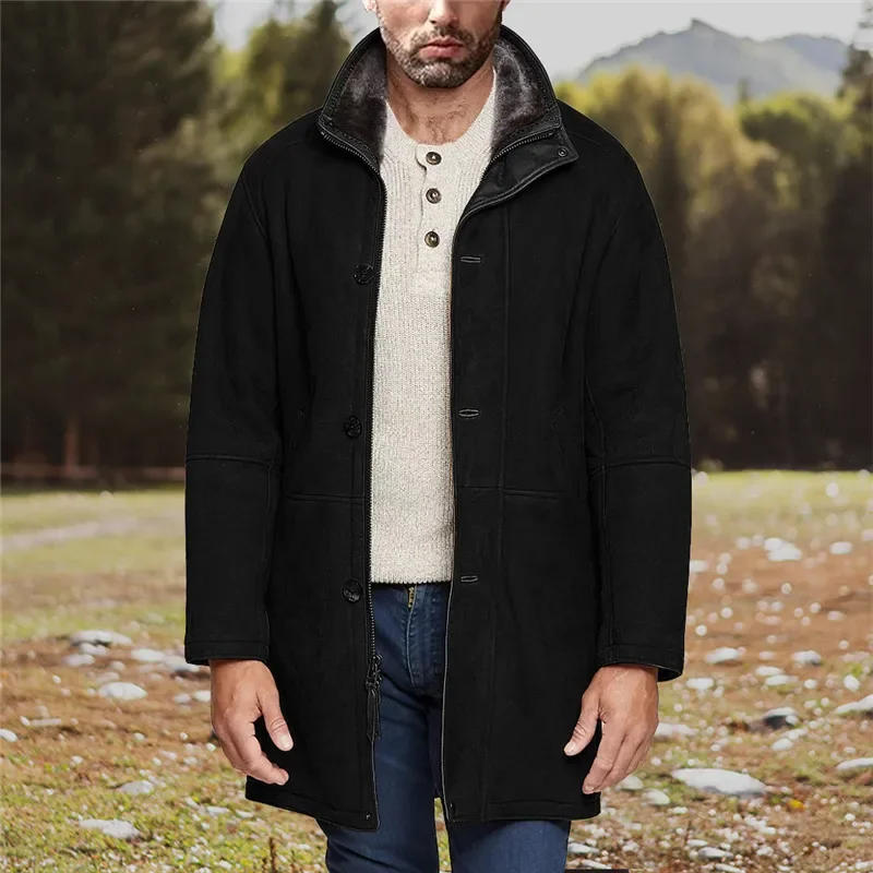 Description Picture 4 of itemMens Woolen Coat Long Loose Woolen Overcoat Autumn and Winter Trench Coat Men