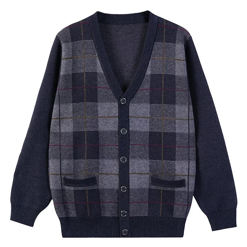 Description Picture 3 of item2024 New Autumn Mens Sweater Fashion V-neck Long-sleeved Sweater Coat Men's Winter Single-breasted Cardigan Jacket