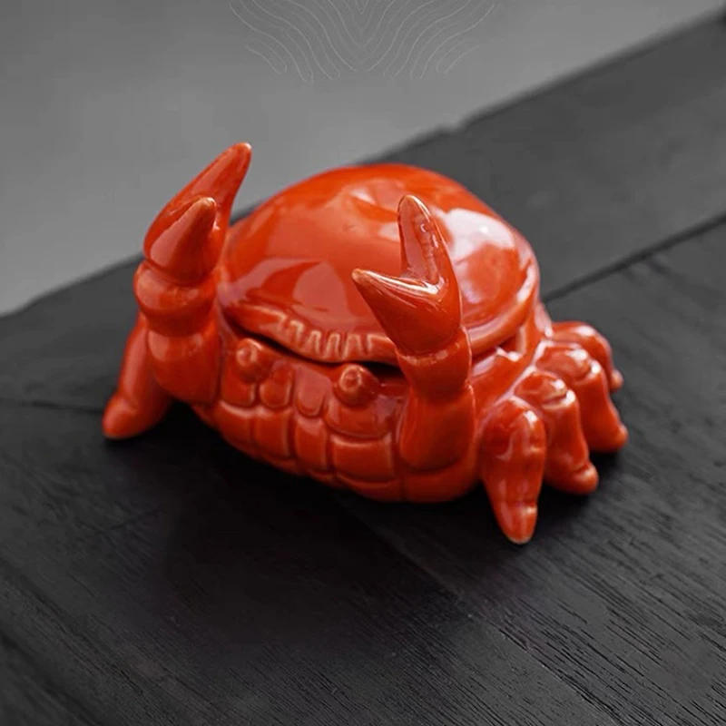 Description Picture 4 of itemCute Crab Ashtray With Lid Anti Fly Ash Ceramic Cigar Ashtray Ornaments Living Room Home Decoration Art Men's Gift