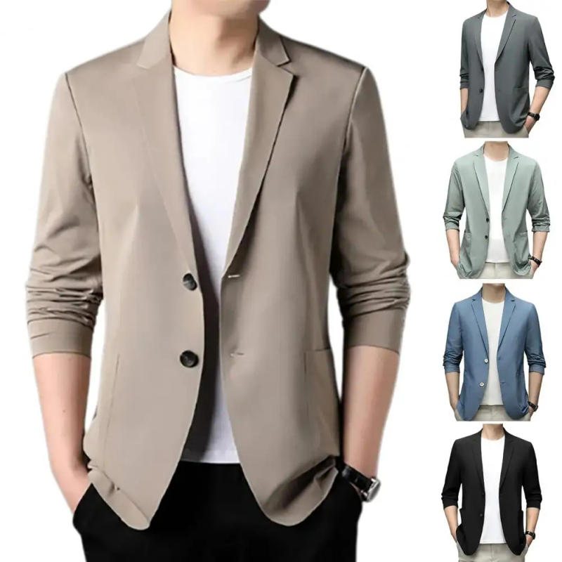 Description Picture 6 of itemMen Suit Coat Double Buttons Men Suit Jacket Sunscreen Men Business Coat