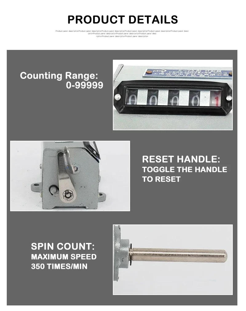 Description Picture 3 of itemResettable digital punch counter 5-digits Counter Mechanical Rotating Speed Meter Z-73 Totalizing Pull Counter