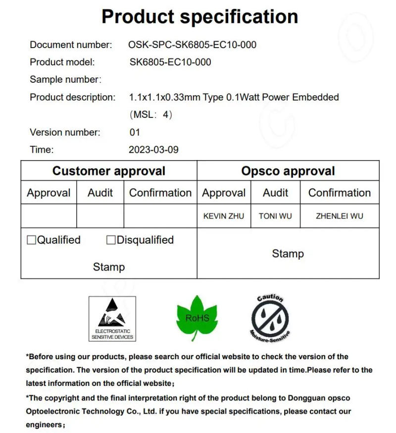 Description Picture 2 of item100-1000pcs SK6805 1010 full color chip Light beads as WS2812B SMD integrated light source Intelligent control LEDS