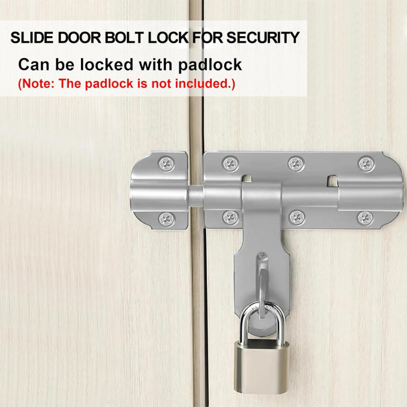 Description Picture 3 of item1Set Silver Stainless Steel Door Latch Solid Sliding Bolts Latch Hasp Home Hardware Gate Safety Toilet Door Lock