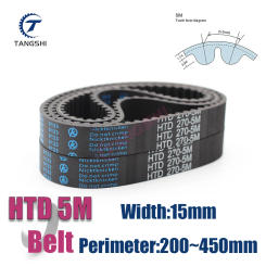 10pcs HTD 5M Rubber Timing Belt Width 15mm Length 5M 200 225 270 335 340 375 380 385 390 395 400 405 410 415 420 430 435 450mm