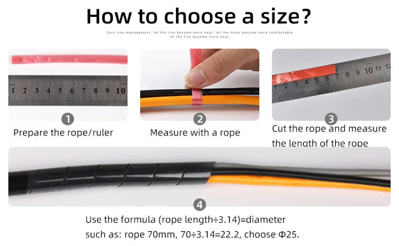 Description Picture 2 of item4x25Meters 30x1.5m Spiral Wrap Sleeve Tube Cable Protector Band Winding Pipe Transparent/Black Wire Organizer Plastic Sheath