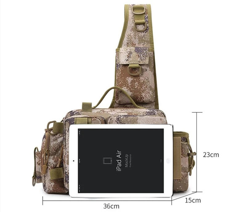 Description Picture 3 of itemLarge Size Fishing Equipment Bait Box Gear Storage Bag Men Waist Bag Fly Fishing with Rod Holder Drain Water and Wear Resistant