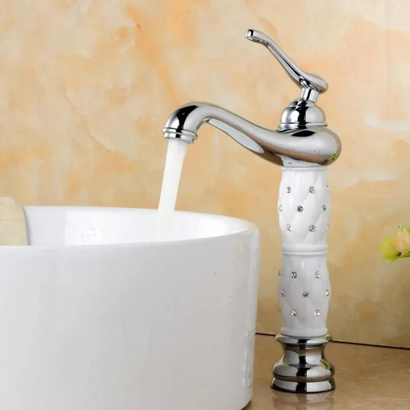 Description Picture 2 of itemBasin Faucet Gold and White Bathroom Brass Sink Mixer Tap Hot and Cold