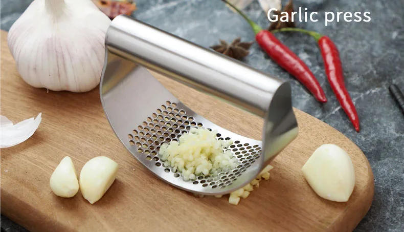 Description Picture 2 of itemManual Garlic Press Curved Garlic Grinding Slicer Chopper Multi-function Stainless Steel Garlic Presses Cooking Gadgets Tool